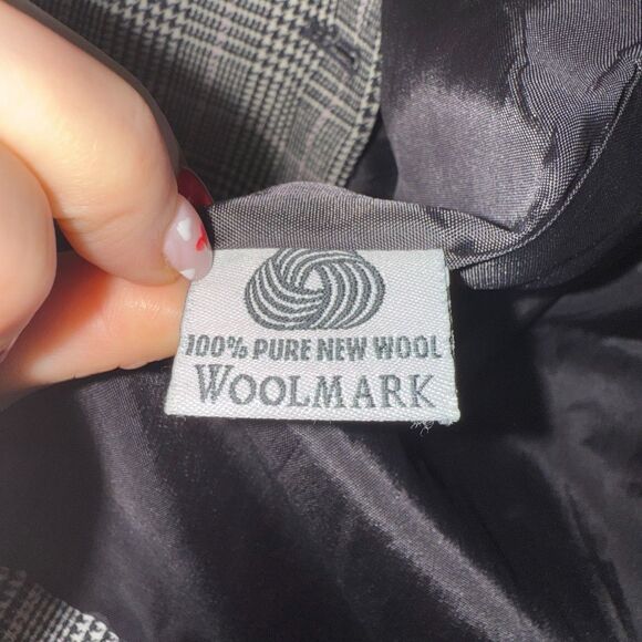 Pendleton Wool Double Breasted Houndstooth Blazer - Black/Lavender/White 14 - Picture 7 of 10